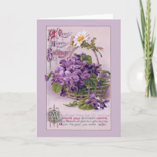 Violets i basketvintagefödelsedag kort