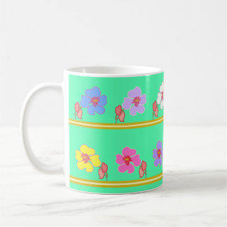 violets left&right mint green kaffemugg