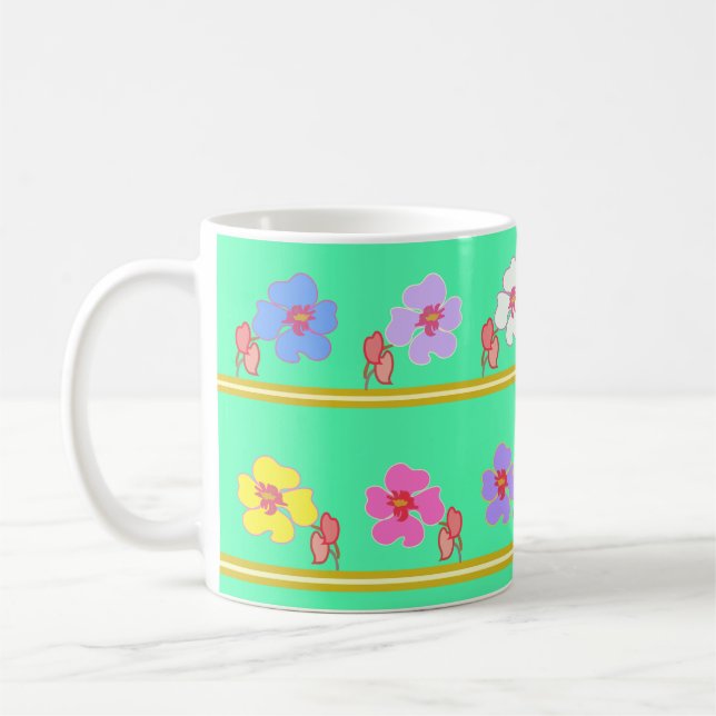 violets left&right mint green kaffemugg (Vänster)