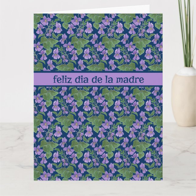 Violets, Mors dag Card, spanska Hälsning Kort (Framsida)