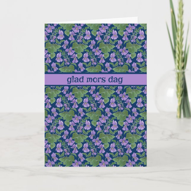 Violets, Mors dag Card, svenska Hälsning Kort (Framsida)