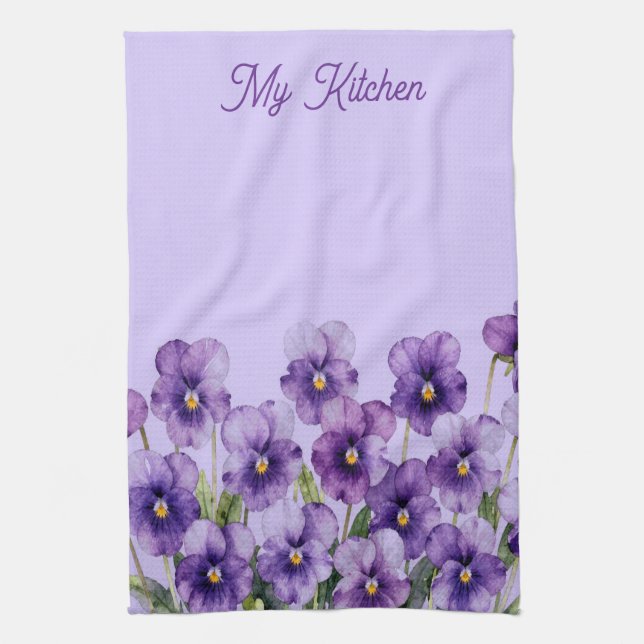 Violets on Lavender Personalized Kitchen Towel Kökshandduk (Vertikal)