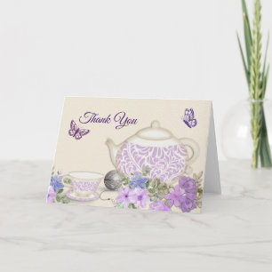 violets te kopp tekanna Butterflies tack... Tack Kort