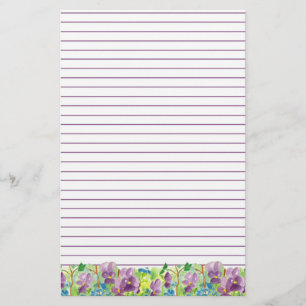 Violets Watercolor Lila blommor Led Brevpapper