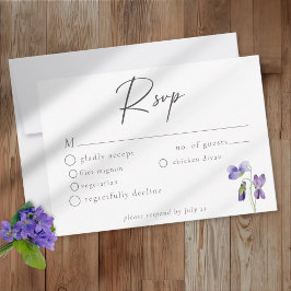 Violets Watercolor Minimalist Elegant Wedding OSA Kort