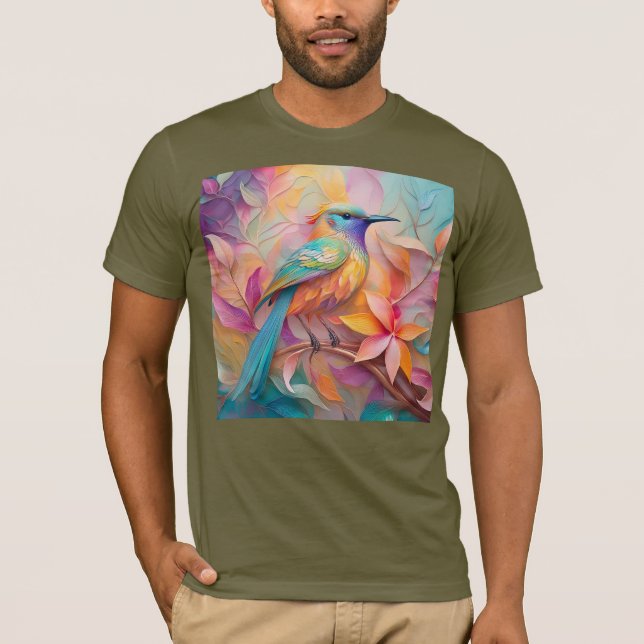 Violetstrupig sångfågel fantasi fågel t shirt (Framsida)