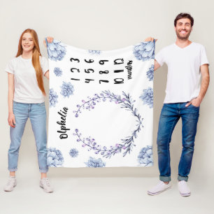 Violett blom- babymilstolpe fleecefilt