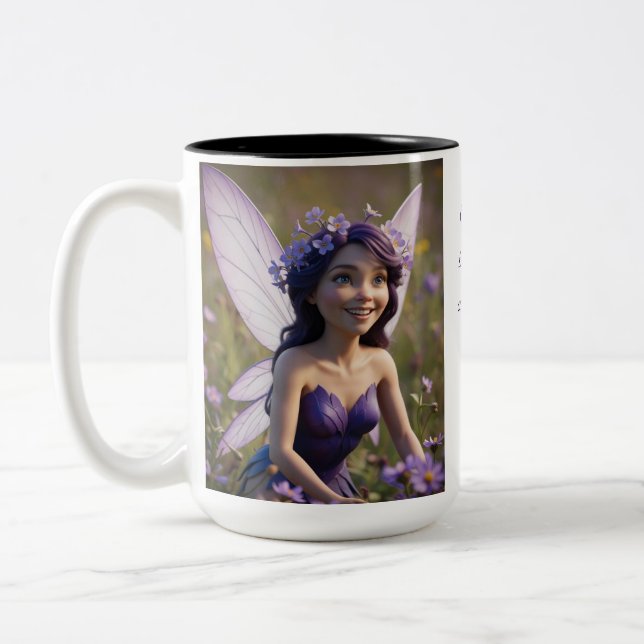 Violett blomfaira  Två-Tonad mugg (Vänster)