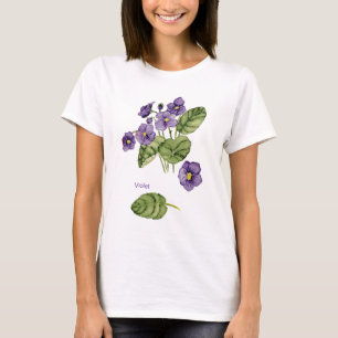 violett blomma lila vattenfärg T-Shirt