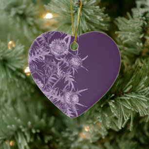 violett blomma mönster julgransprydnad keramik