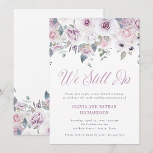 Violett Blommigt Bröllop ow Renewal Ceremony Inbjudningar
