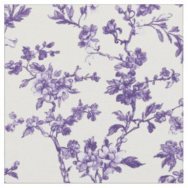 Violett blomstergren toile tyg