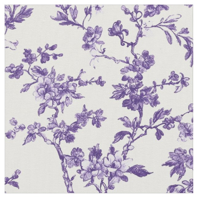 Violett blomstergren toile tyg (Närbild)