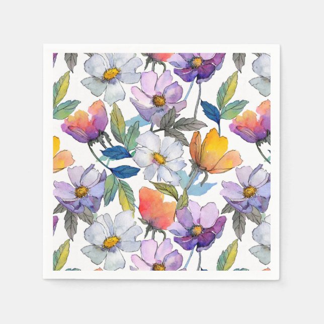 Violett blomsterunderlägg pappersservett (Framsidan)