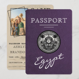 Violett egyptiskt pass Wedding Save the Date Spara Datumet