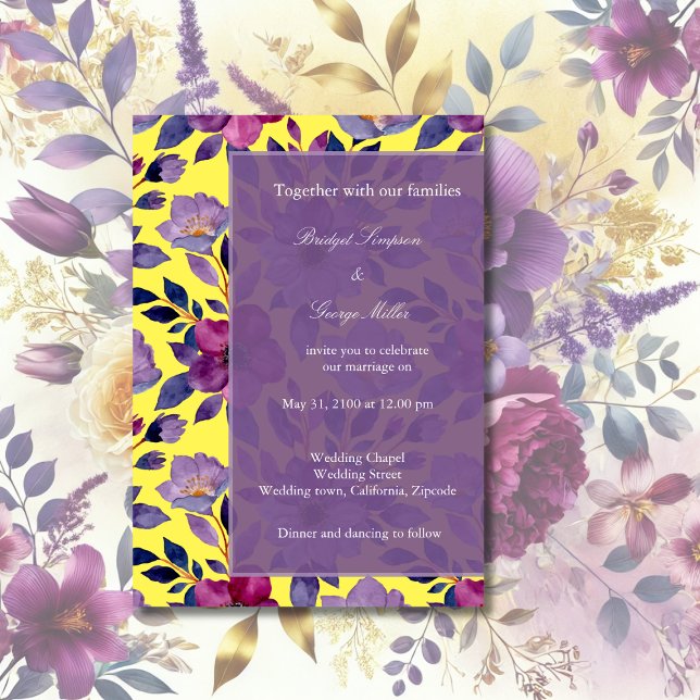 violett, färglös havsblomma, grey bröllop inbjudningar (Skapare uppladdad)