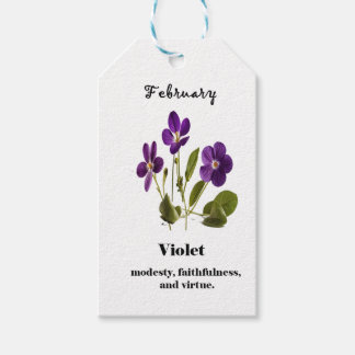 violett februari födelsemånadsblomma presenttagg presentetikett