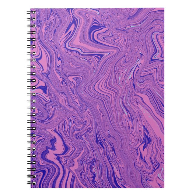 Violett Flytande Marmor Abstrakt Mönster Anteckningsbok (Framsidan)