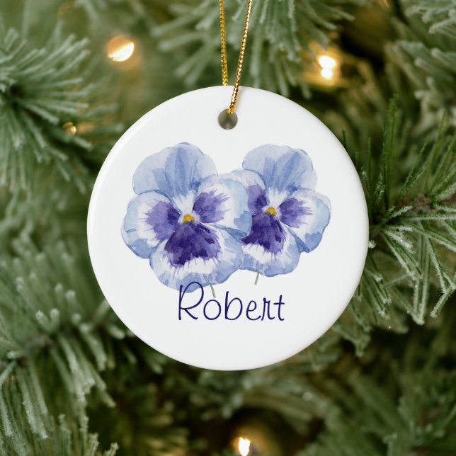 Violett Födelsemånad Blomma FEBRUARI Namn & År Julgransprydnad Keramik (Träd)