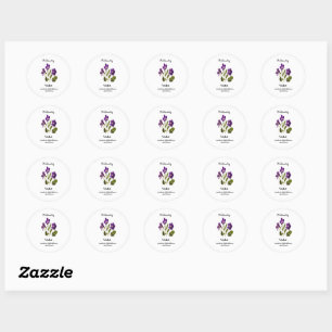 violett födelsemblomssticker runt klistermärke