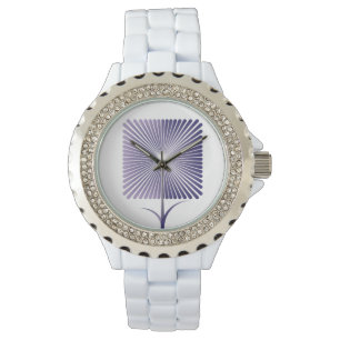 Violett fyrkantigt blommor nb armbandsur
