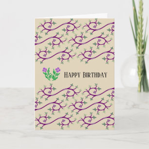Violett & Grön Vin Design Glad Födelsedag Kort