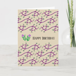 Violett & Grön Vin Design Glad Födelsedag Kort
