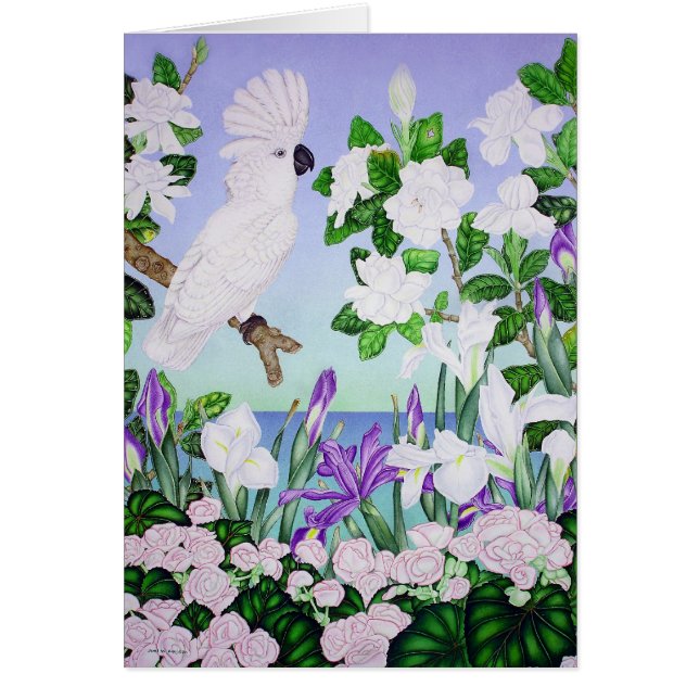 Violett kakadua hälsningskort (Framsidan)