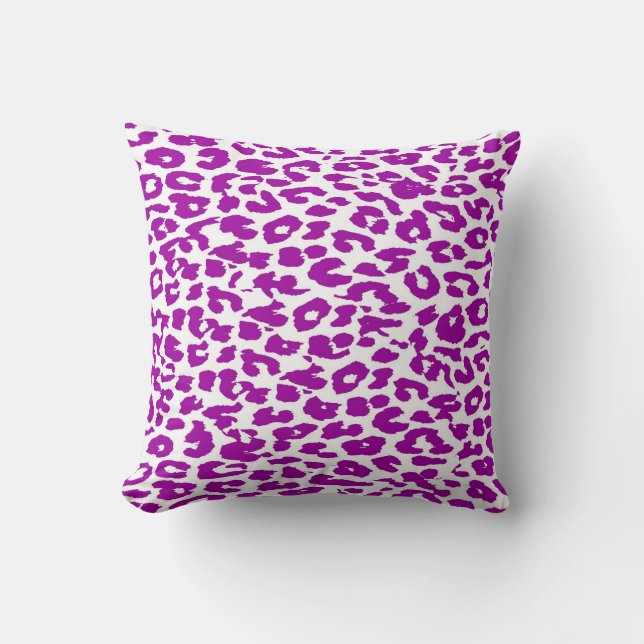 Violett leopardtryck randigt mönster kudde (Framsida)