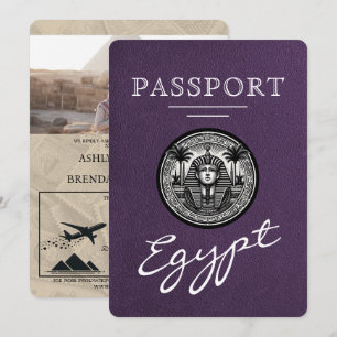 Violett Lila Egypten Pass Bröllopsinbjudan Inbjudningar