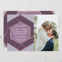 Violett lila lila rosa guld hexagon Spara datum