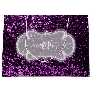 Violett Lila Monogram Namn Glitter Möhippa Unik