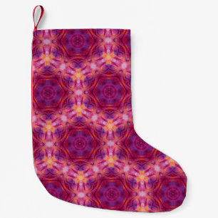violett, lila, orange och blå vattenfärg kaleido liten julstrumpa