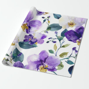 Violett Lila Orkidé Elegant Blommig Botanisk Presentpapper