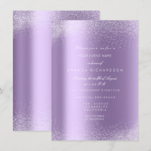 Violett Lila Vitt Glitterblad Sand Ram Glam Inbjudningar