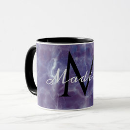 Violett marmor Anpassat namn Monogrammug Mugg