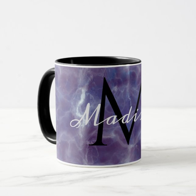 Violett marmor Anpassat namn Monogrammug Mugg (Framsida vänster)