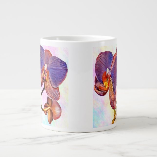 violett och bärnstensfärgad orkidé jumbo mugg (Framsidan)