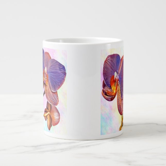 violett och bärnstensfärgad orkidé jumbo mugg (Framsidan)