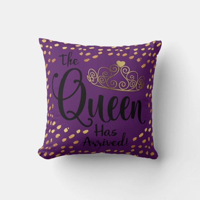 Violett och guld Drottningtiara Dekoratör Kudd Kudde (Framsida)