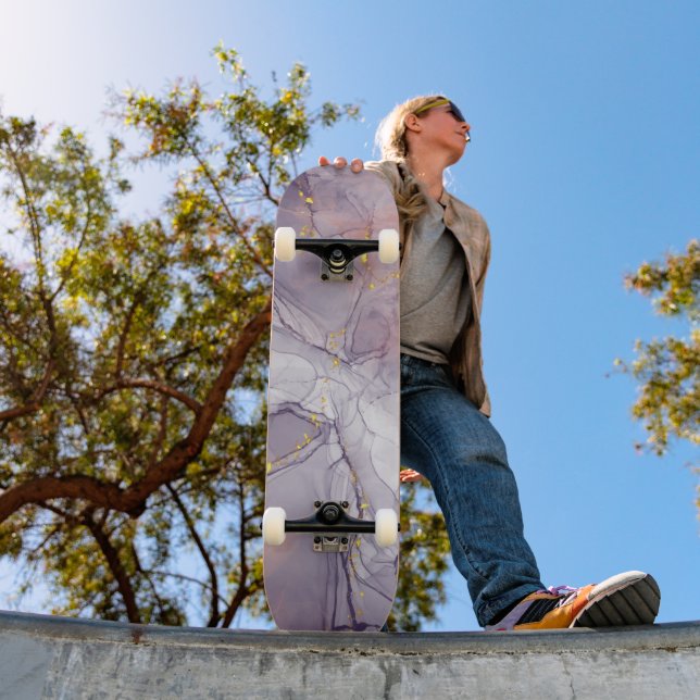 Violett och guldmarmor mini skateboard bräda 18,5 cm (Utomhus 1)