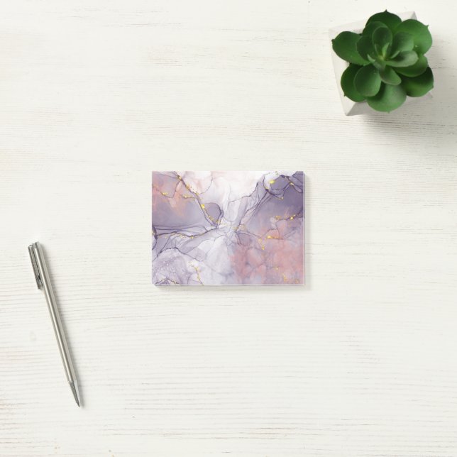 Violett och guldmarmor post-it block (Kontor)