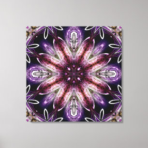 Violett och Magenta Kosmisk Blomma Kalejdoskop Canvastryck
