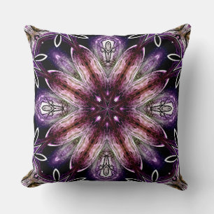 Violett och Magenta Kosmisk Blomma Kalejdoskop Kudde