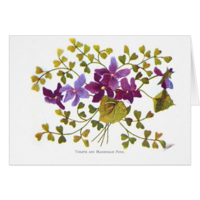 Violett och Maidenhair Fern Hälsningskort (Framsidan Horizontal)