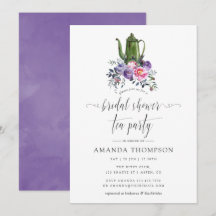 Violett och rosa blommande bröllopsdusch teparty