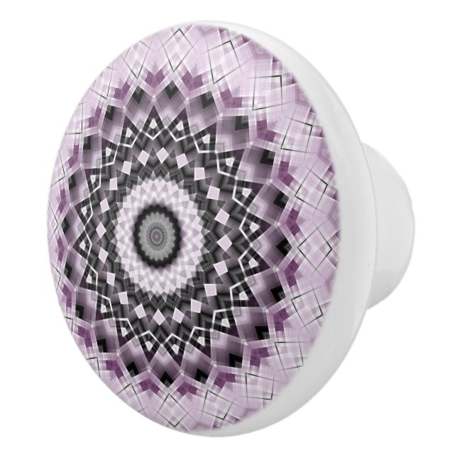 Violett och svart geometrisk mandalamönsterdesign knopp (Höger)