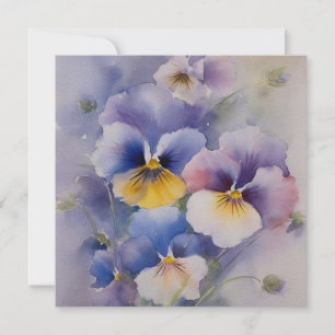 Violett Pansy Akvarellstil Hej Sympati Kort