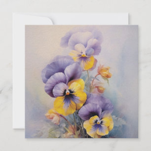 Violett Pansy Tänker på Dig Akvarell Stil Kort
