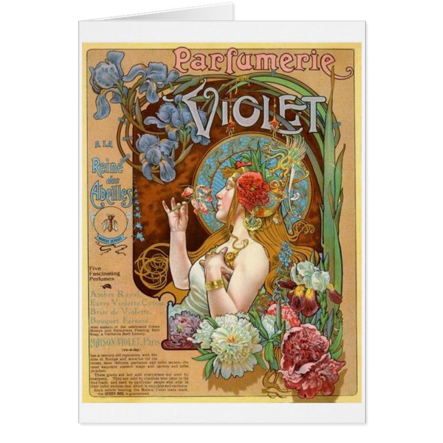 Violett parfym hälsningskort (Framsidan)